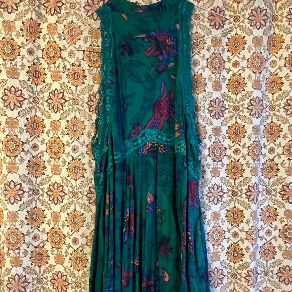 Free People slip dress, peacock green, size XS.